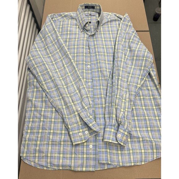 Alan Flusser Men's Long Sleeve Multicolor Plaid Button‎ Down Dress Shirt, L - Picture 5 of 8